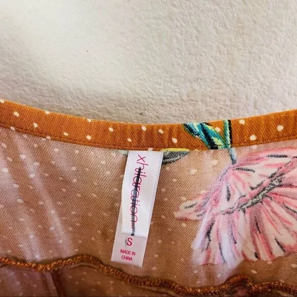 EUC Xhilaration Yellow Floral Asymmetrical Midi Dress Small - Picture 7 of 7